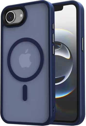 Apple iPhone 17e / 16e Hoesje met MagSafe Back Cover Matte Blauw afbeelding 1