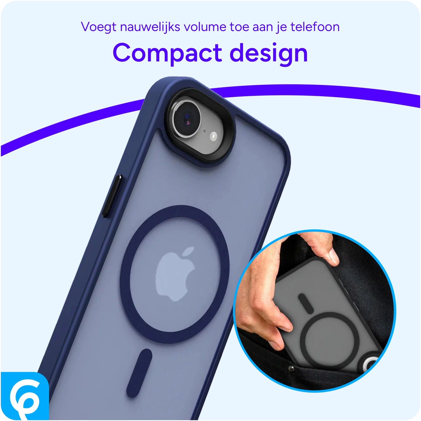 Apple iPhone 17e / 16e Hoesje met MagSafe Back Cover Matte Blauw afbeelding 4