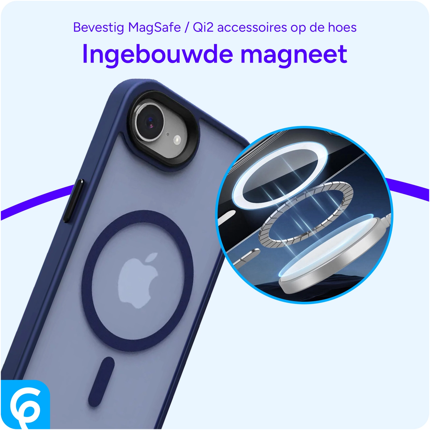 Apple iPhone 17e / 16e Hoesje met MagSafe Back Cover Matte Blauw afbeelding 8