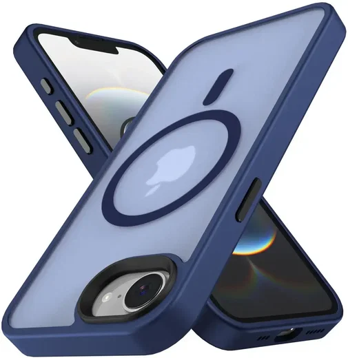 Apple iPhone 17e / 16e Hoesje met MagSafe Back Cover Matte Blauw afbeelding 10