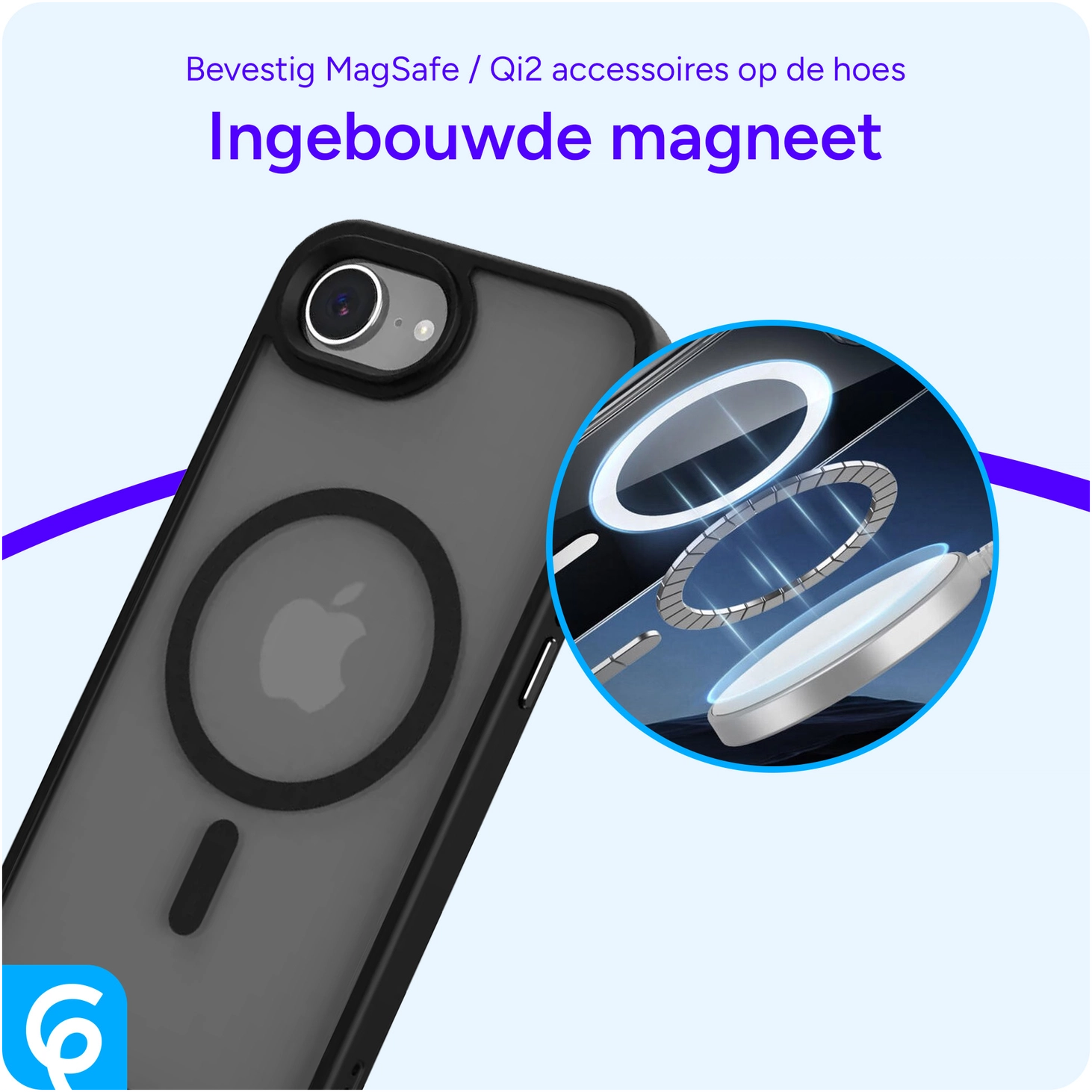 Apple iPhone 17e / 16e Hoesje met MagSafe Back Cover Matte Zwart afbeelding 7
