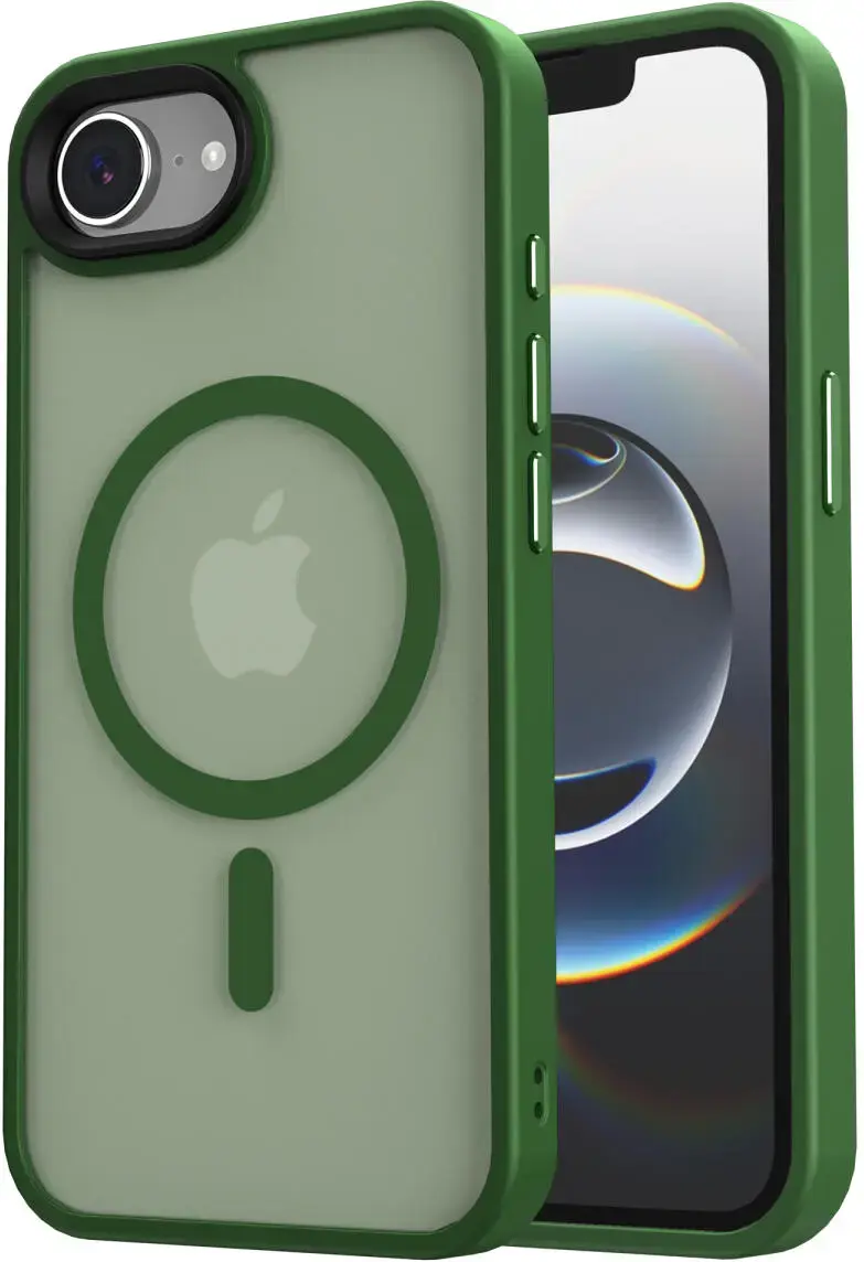 Apple iPhone 17e / 16e Hoesje met MagSafe Back Cover Matte Donker Groen afbeelding 1