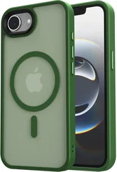 Apple iPhone 17e / 16e Hoesje met MagSafe Back Cover Matte Donker Groen afbeelding