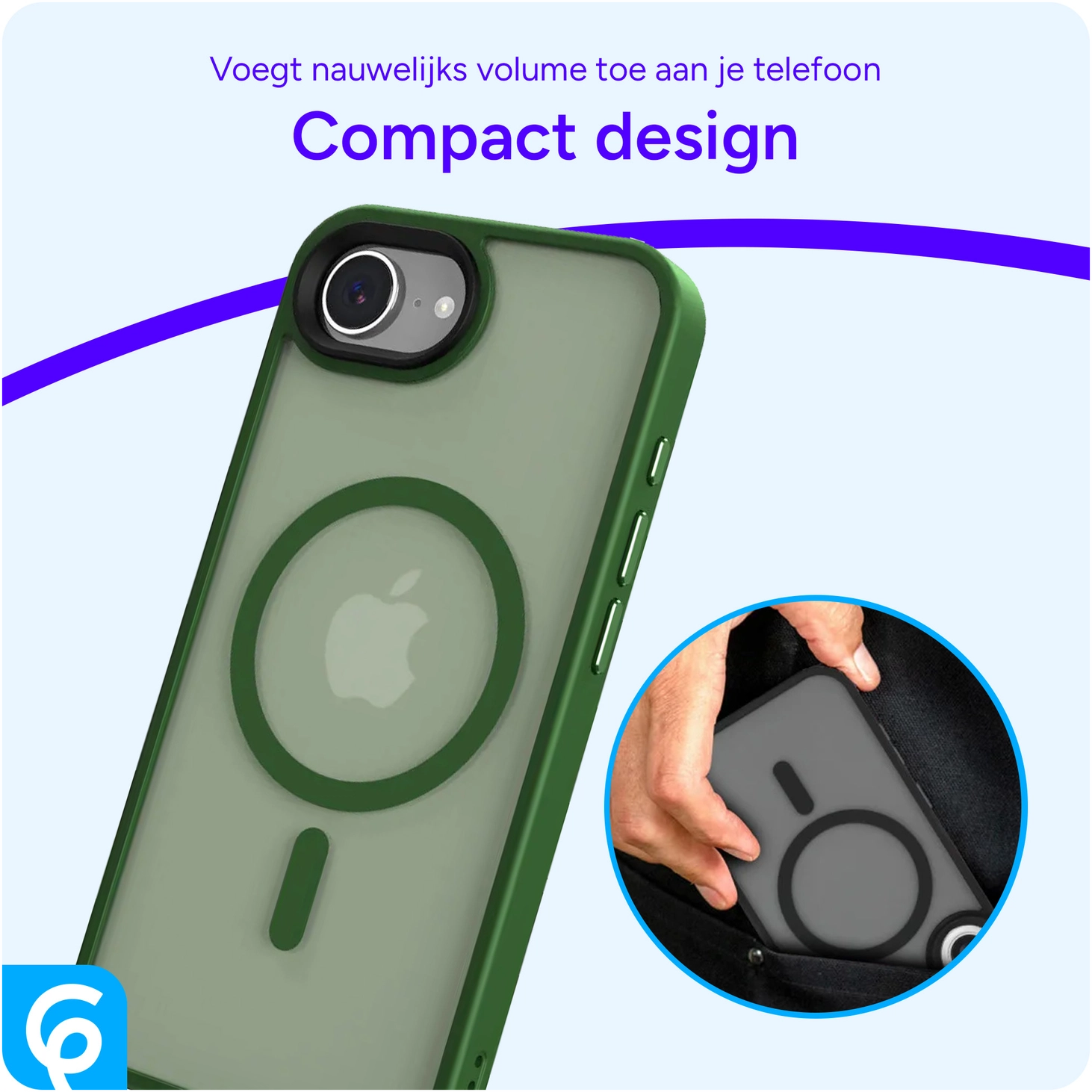 Apple iPhone 17e / 16e Hoesje met MagSafe Back Cover Matte Donker Groen afbeelding 7