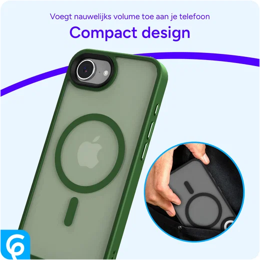 Apple iPhone 17e / 16e Hoesje met MagSafe Back Cover Matte Donker Groen afbeelding 7