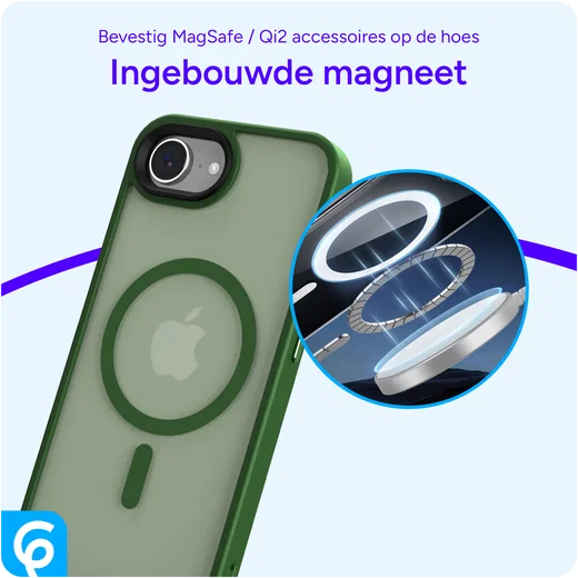 Apple iPhone 17e / 16e Hoesje met MagSafe Back Cover Matte Donker Groen afbeelding 10