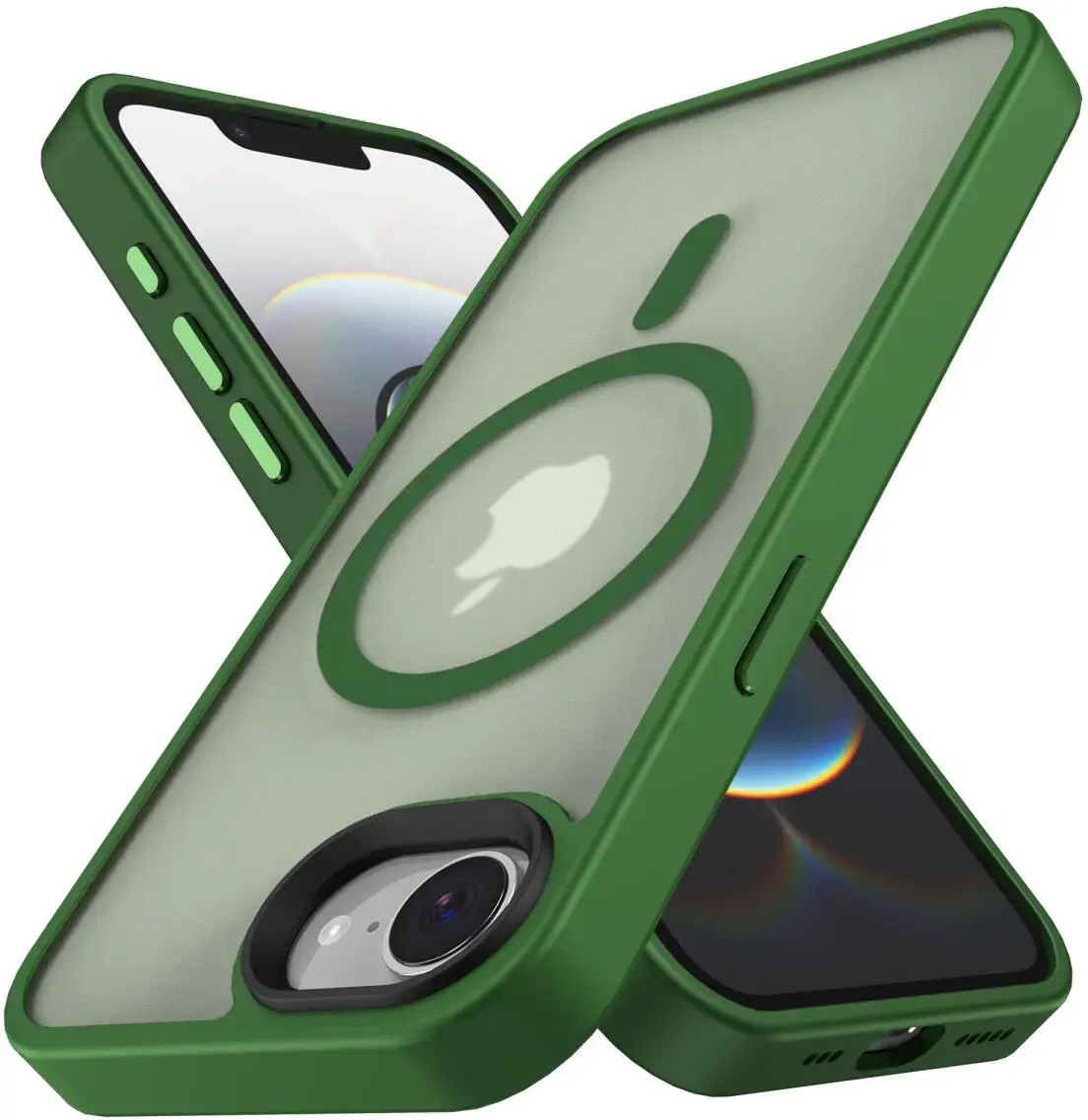 Apple iPhone 17e / 16e Hoesje met MagSafe Back Cover Matte Donker Groen afbeelding 11