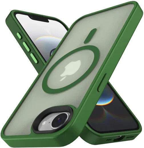 Apple iPhone 17e / 16e Hoesje met MagSafe Back Cover Matte Donker Groen afbeelding 11