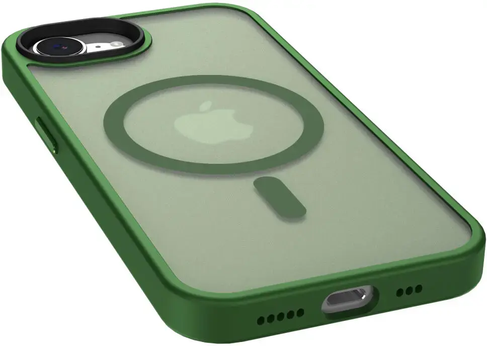 Apple iPhone 17e / 16e Hoesje met MagSafe Back Cover Matte Donker Groen afbeelding 14