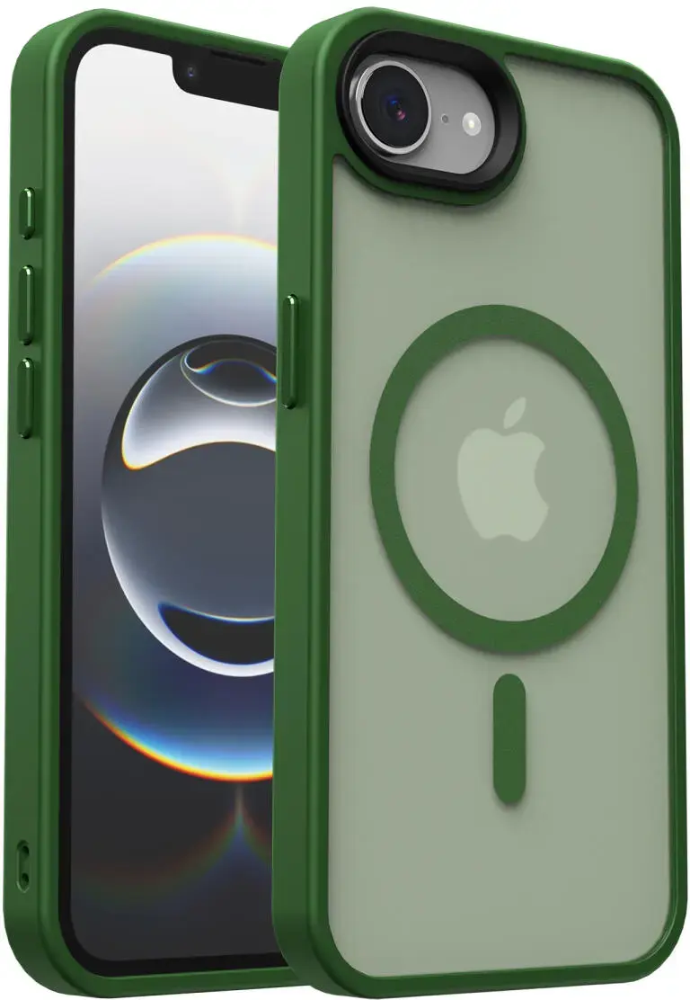 Apple iPhone 17e / 16e Hoesje met MagSafe Back Cover Matte Donker Groen afbeelding 15