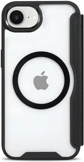 Apple iPhone 17e / 16e Hoesje met MagSafe / Qi2 Book Case Transparant / Zwart afbeelding 4