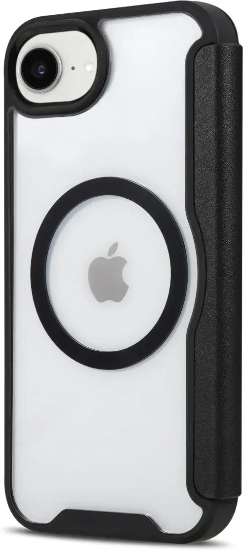 Apple iPhone 17e / 16e Hoesje met MagSafe / Qi2 Book Case Transparant / Zwart afbeelding 6