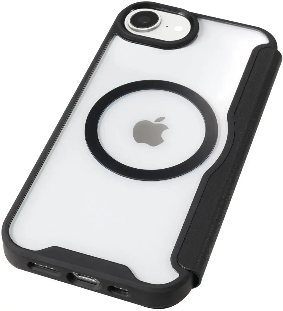 Apple iPhone 17e / 16e Hoesje met MagSafe / Qi2 Book Case Transparant / Zwart afbeelding 8