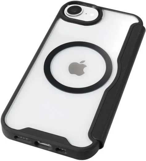 Apple iPhone 17e / 16e Hoesje met MagSafe / Qi2 Book Case Transparant / Zwart afbeelding 8