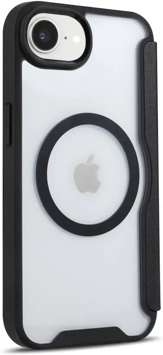 Apple iPhone 17e / 16e Hoesje met MagSafe / Qi2 Book Case Transparant / Zwart afbeelding 9