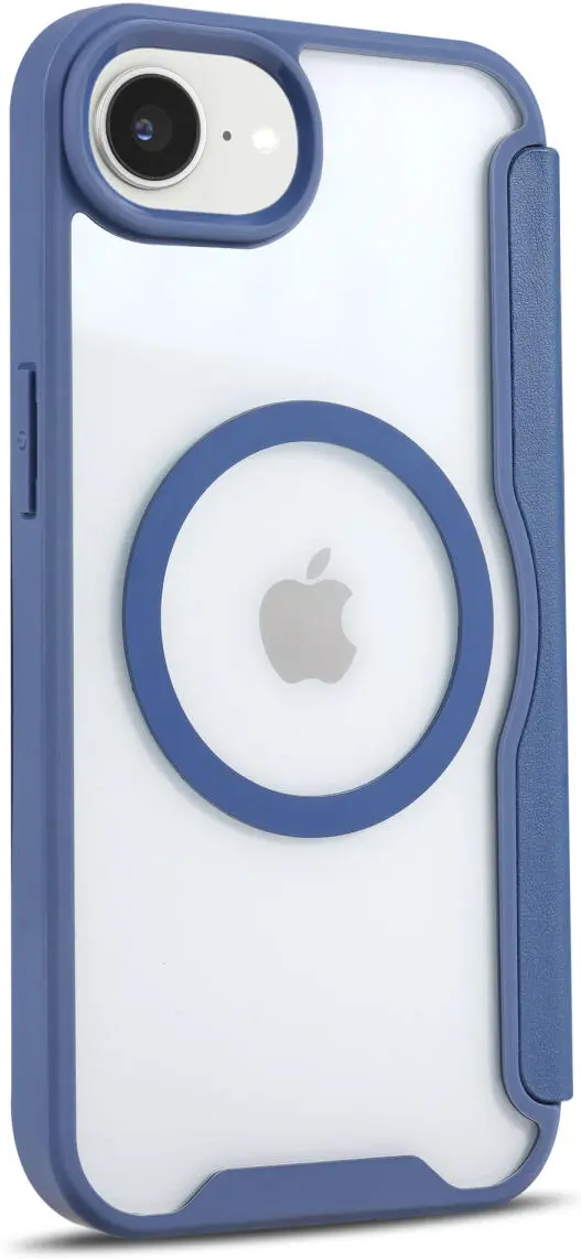 Apple iPhone 17e / 16e Hoesje met MagSafe / Qi2 Book Case Transparant / Blauw afbeelding 9