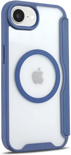 Apple iPhone 17e / 16e Hoesje met MagSafe / Qi2 Book Case Transparant / Blauw afbeelding 9