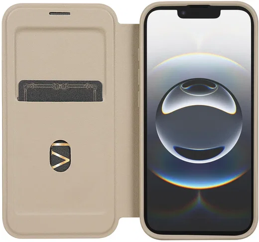 Apple iPhone 17e / 16e Hoesje met MagSafe / Qi2 Book Case Transparant / Beige afbeelding 1
