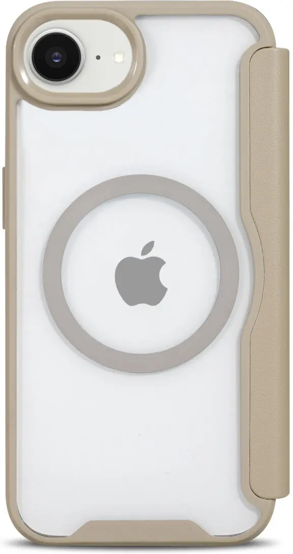 Apple iPhone 17e / 16e Hoesje met MagSafe / Qi2 Book Case Transparant / Beige afbeelding 4