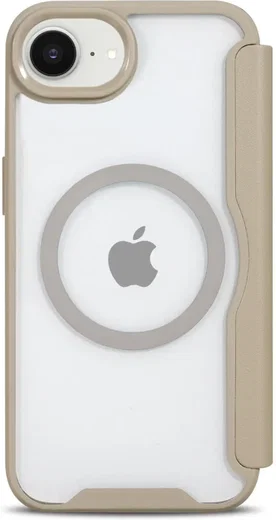 Apple iPhone 17e / 16e Hoesje met MagSafe / Qi2 Book Case Transparant / Beige afbeelding 4