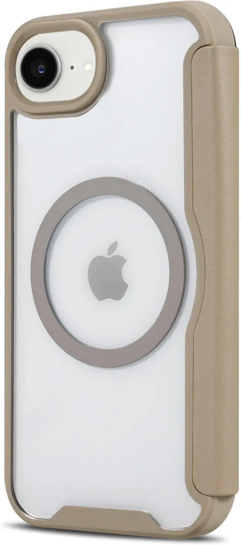 Apple iPhone 17e / 16e Hoesje met MagSafe / Qi2 Book Case Transparant / Beige afbeelding 6