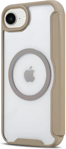 Apple iPhone 17e / 16e Hoesje met MagSafe / Qi2 Book Case Transparant / Beige afbeelding 6