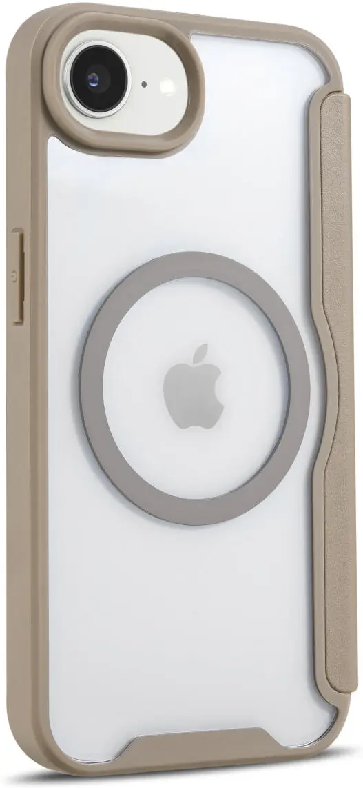 Apple iPhone 17e / 16e Hoesje met MagSafe / Qi2 Book Case Transparant / Beige afbeelding 9