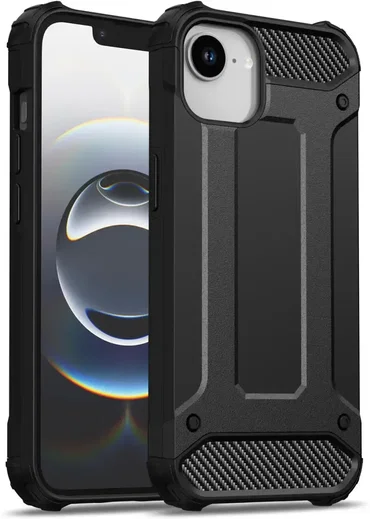 Apple iPhone 17e / 16e Hoesje Shock Proof Hybride Back Cover Zwart afbeelding 12