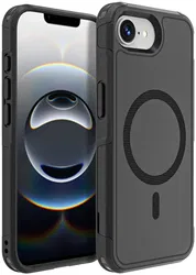 Apple iPhone 16e Hoesje Dual-Layer Hybride Back Cover MagSafe Zwart afbeelding