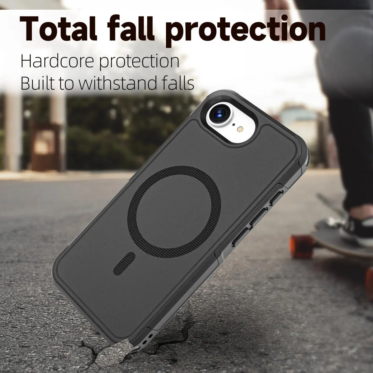 Apple iPhone 17e / 16e Hoesje Dual-Layer Hybride Back Cover MagSafe Zwart afbeelding 5