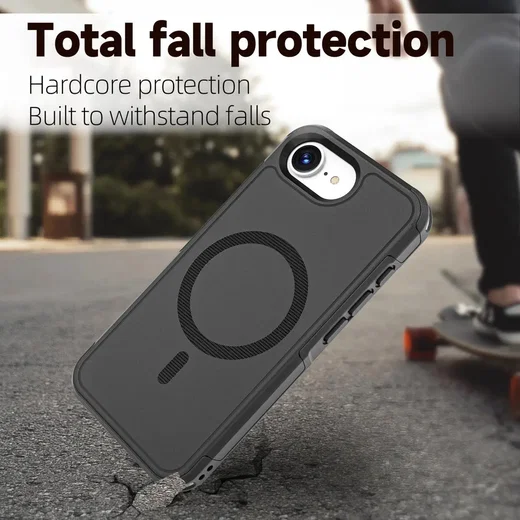 Apple iPhone 17e / 16e Hoesje Dual-Layer Hybride Back Cover MagSafe Zwart afbeelding 5