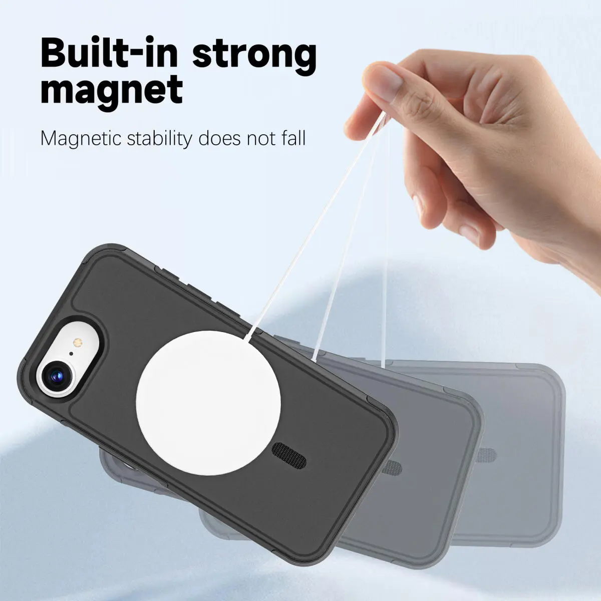 Apple iPhone 17e / 16e Hoesje Dual-Layer Hybride Back Cover MagSafe Zwart afbeelding 8