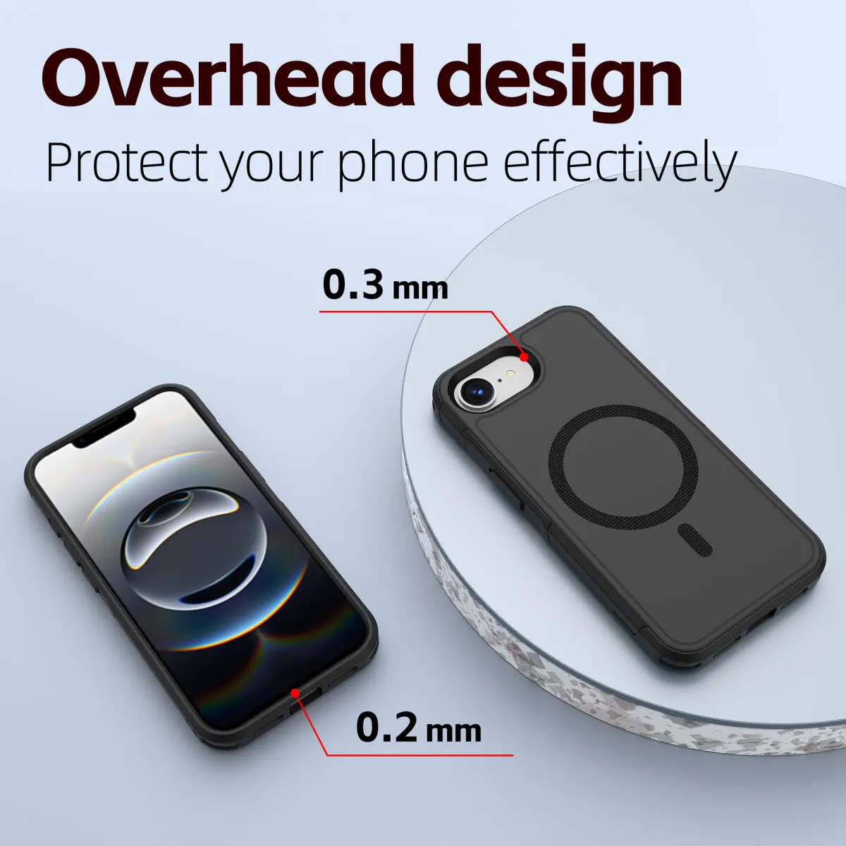 Apple iPhone 17e / 16e Hoesje Dual-Layer Hybride Back Cover MagSafe Zwart afbeelding 9