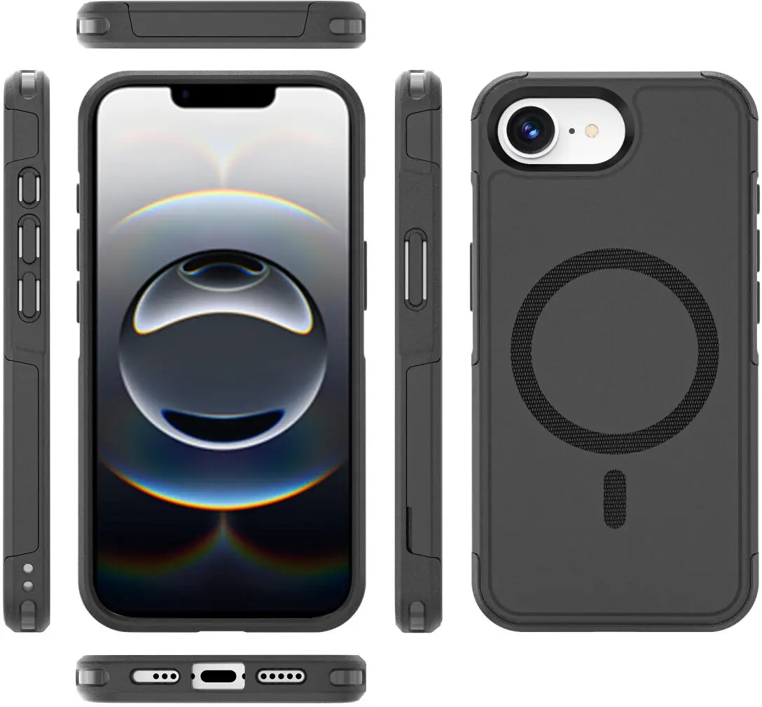 Apple iPhone 17e / 16e Hoesje Dual-Layer Hybride Back Cover MagSafe Zwart afbeelding 10