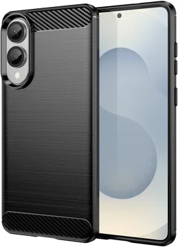 Samsung Galaxy S25 Edge Hoesje Geborsteld TPU Flexibele Back Cover Zwart
