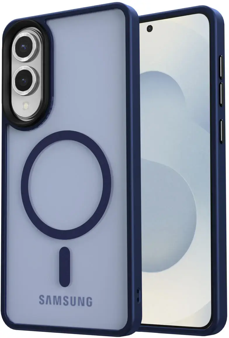 Samsung Galaxy S25 Edge Hoesje met MagSafe Back Cover Matte Blauw afbeelding 1