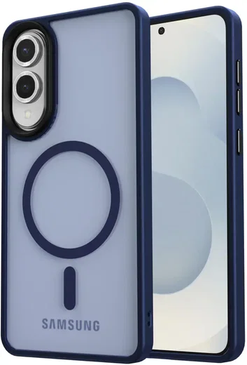 Samsung Galaxy S25 Edge Hoesje met MagSafe Back Cover Matte Blauw afbeelding 1