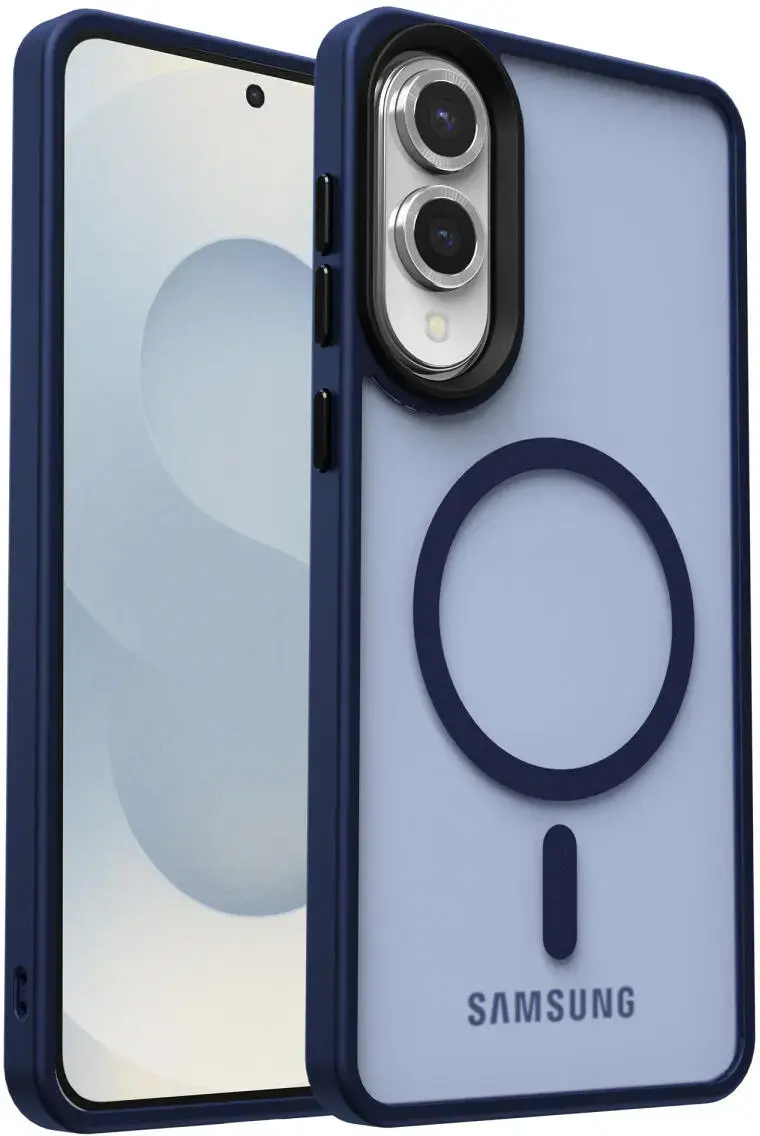 Samsung Galaxy S25 Edge Hoesje met MagSafe Back Cover Matte Blauw afbeelding 10