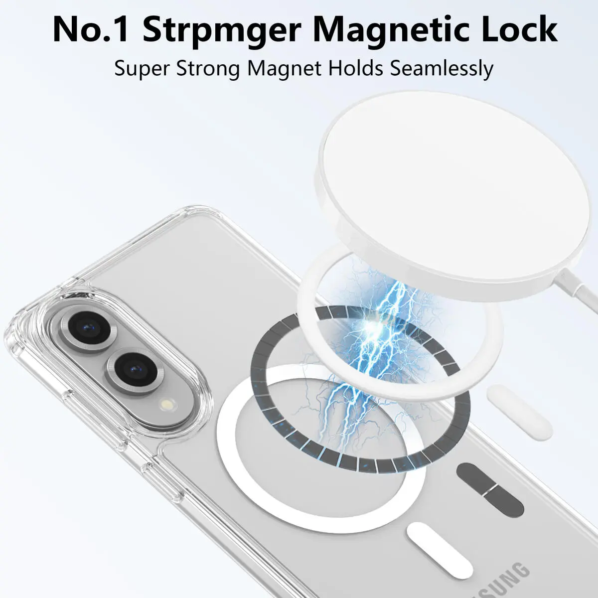 Samsung Galaxy S25 Edge Hoesje Hard Back Cover met MagSafe Transparant afbeelding 2