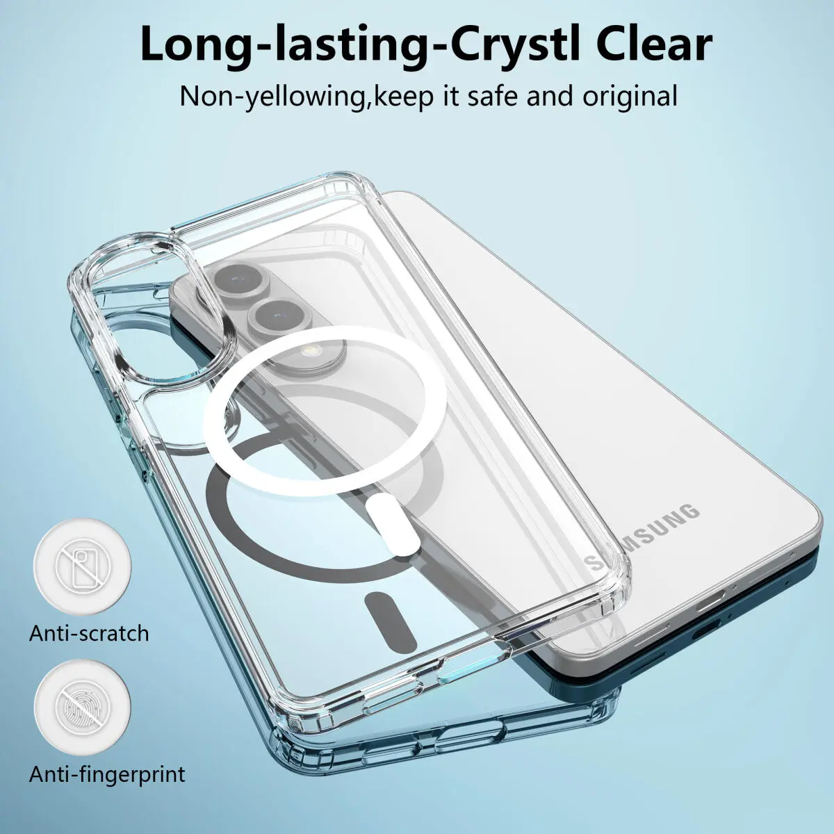 Samsung Galaxy S25 Edge Hoesje Hard Back Cover met MagSafe Transparant afbeelding 3