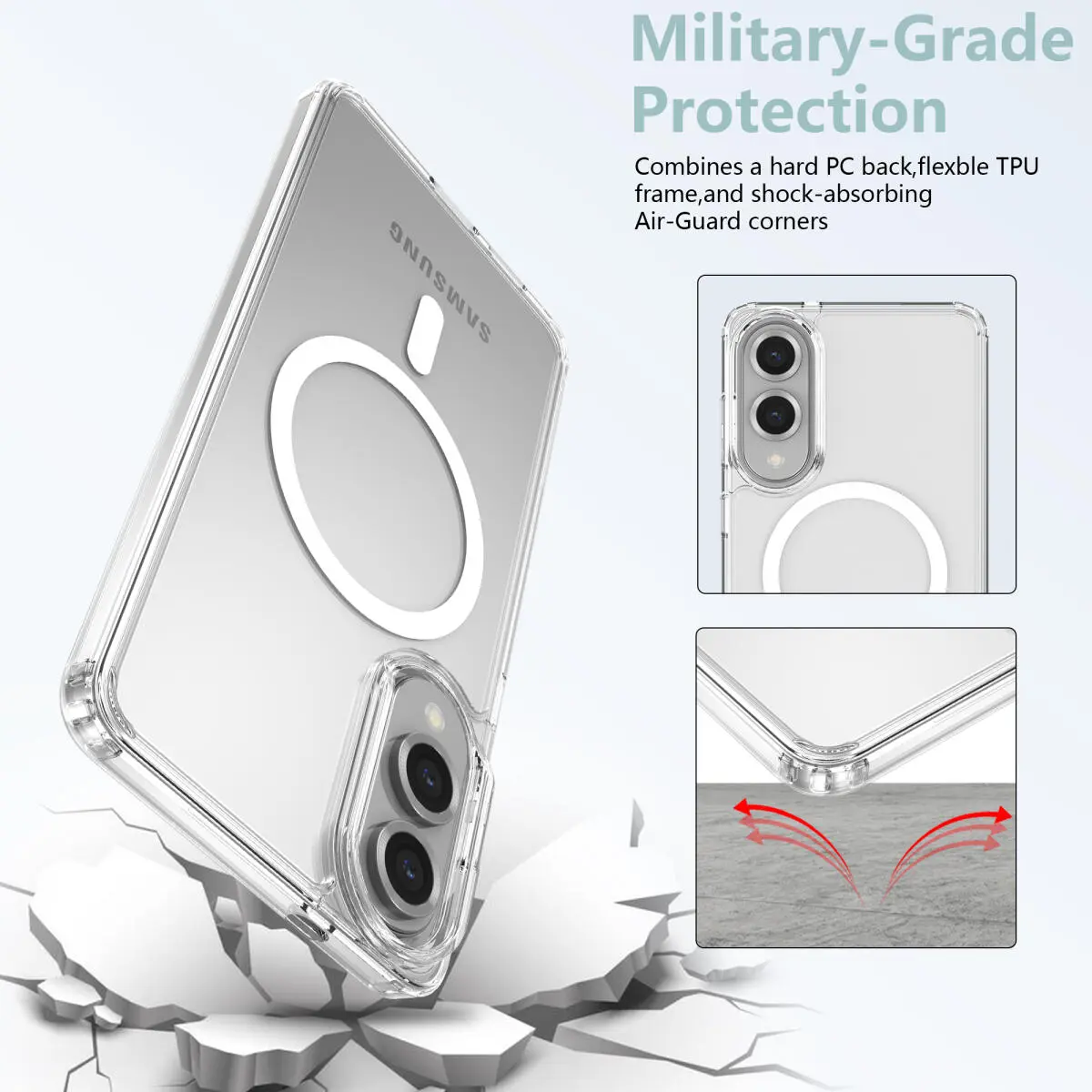 Samsung Galaxy S25 Edge Hoesje Hard Back Cover met MagSafe Transparant afbeelding 4