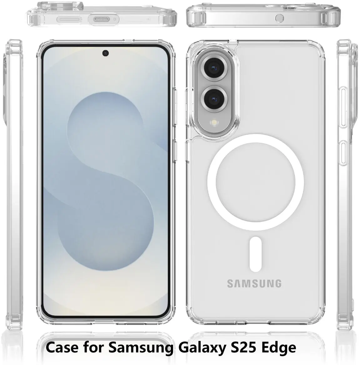 Samsung Galaxy S25 Edge Hoesje Hard Back Cover met MagSafe Transparant afbeelding 8