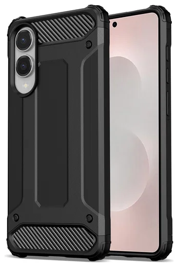 Samsung Galaxy S25 Edge Hoesje Shock Proof Hybride Back Cover Zwart afbeelding 2