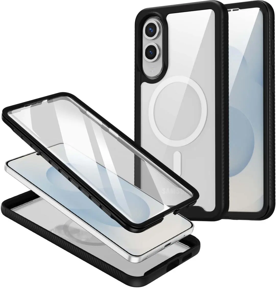 Samsung Galaxy S25 Edge Hoesje Full Protect 360° Cover met MagSafe / Qi2 Zwart afbeelding 1