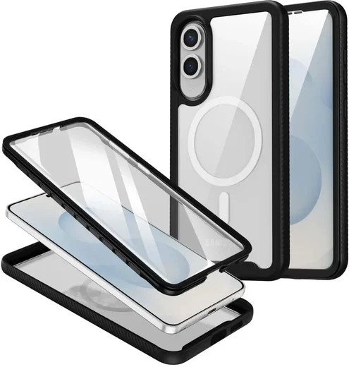 Samsung Galaxy S25 Edge Hoesje Full Protect 360° Cover met MagSafe / Qi2 Zwart afbeelding 1