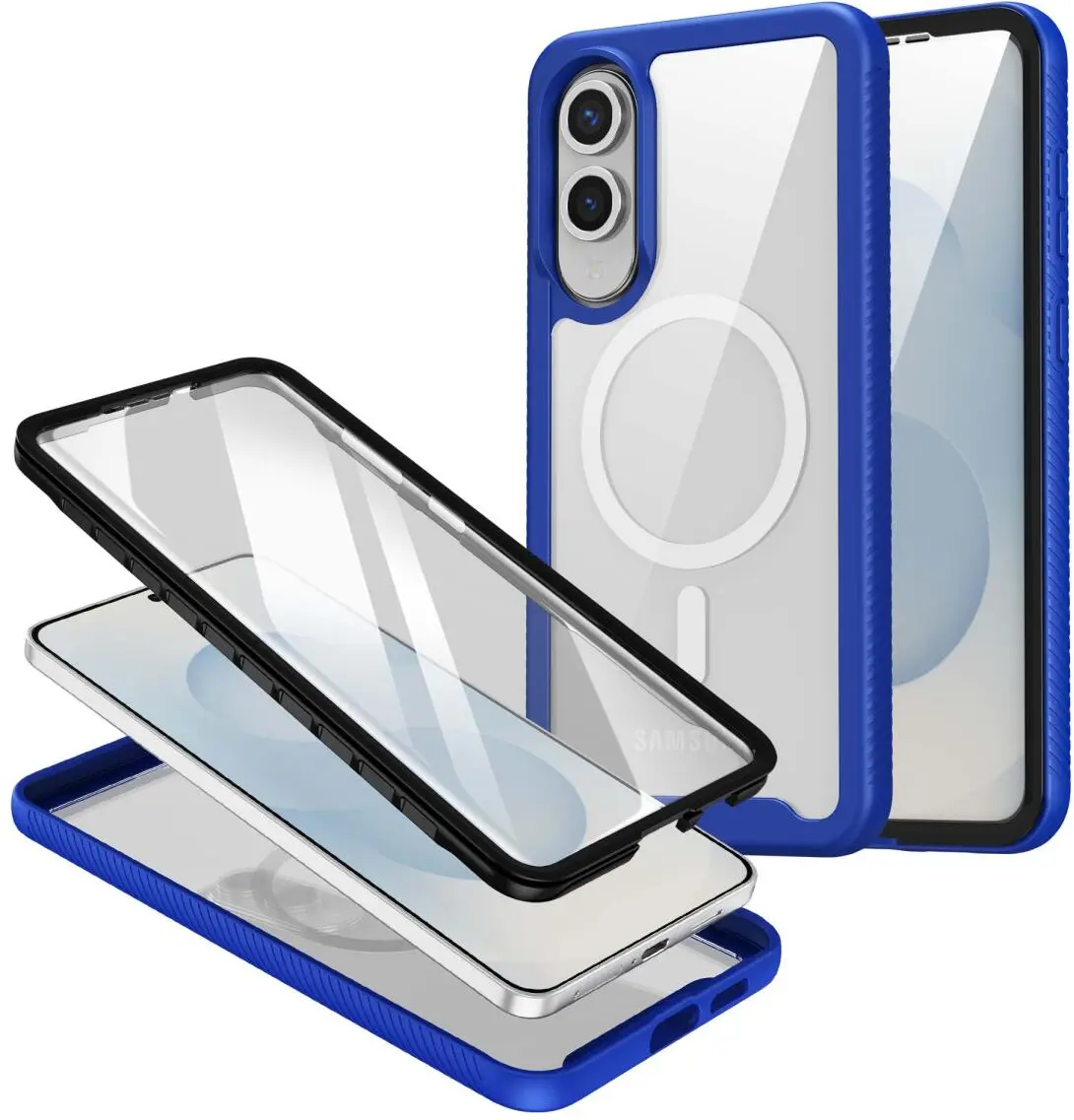 Samsung Galaxy S25 Edge Hoesje Full Protect 360° Cover met MagSafe / Qi2 Blauw afbeelding 1