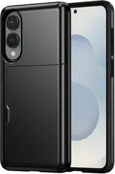 Samsung Galaxy S25 Edge Hoesje met Slider Kaarthouder Back Cover Zwart afbeelding