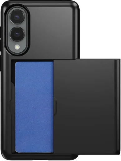 Samsung Galaxy S25 Edge Hoesje met Slider Kaarthouder Back Cover Zwart afbeelding 2
