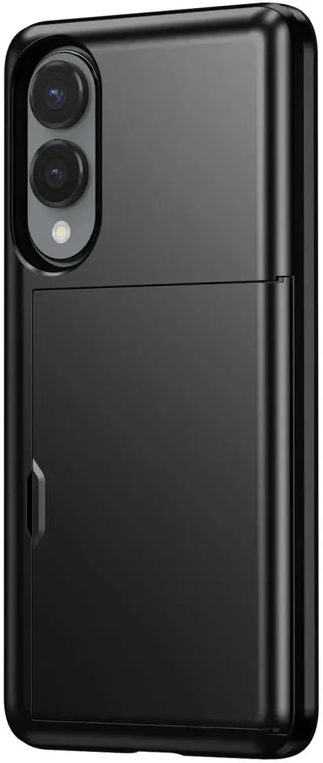 Samsung Galaxy S25 Edge Hoesje met Slider Kaarthouder Back Cover Zwart afbeelding 6