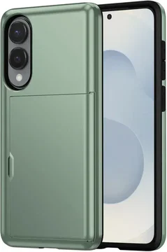 Samsung Galaxy S25 Edge Hoesje met Slider Kaarthouder Back Cover Groen